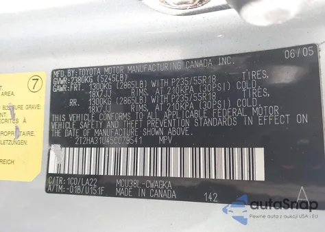 2005 Lexus Rx 330 from USA, damaged, VIN 2T2HA31U45C079541